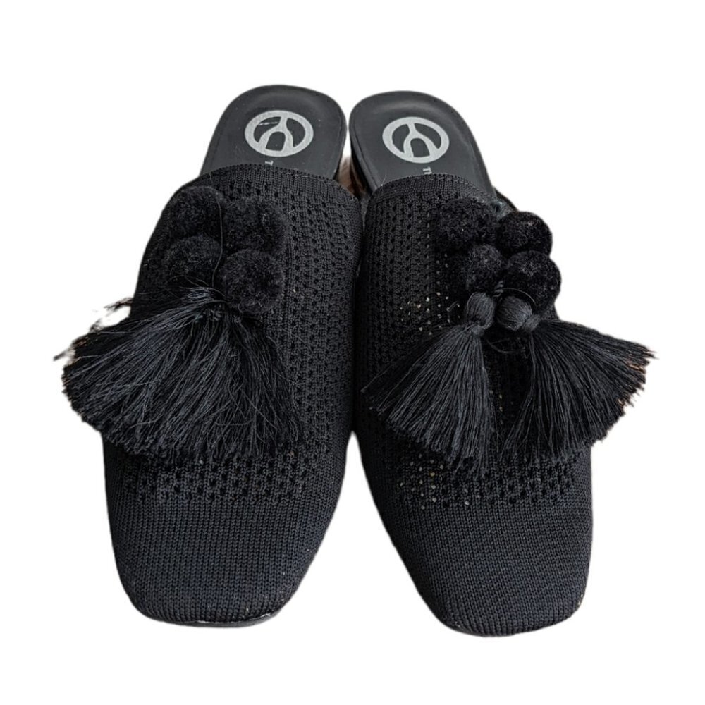 Wishbone tassel mules black size 8M